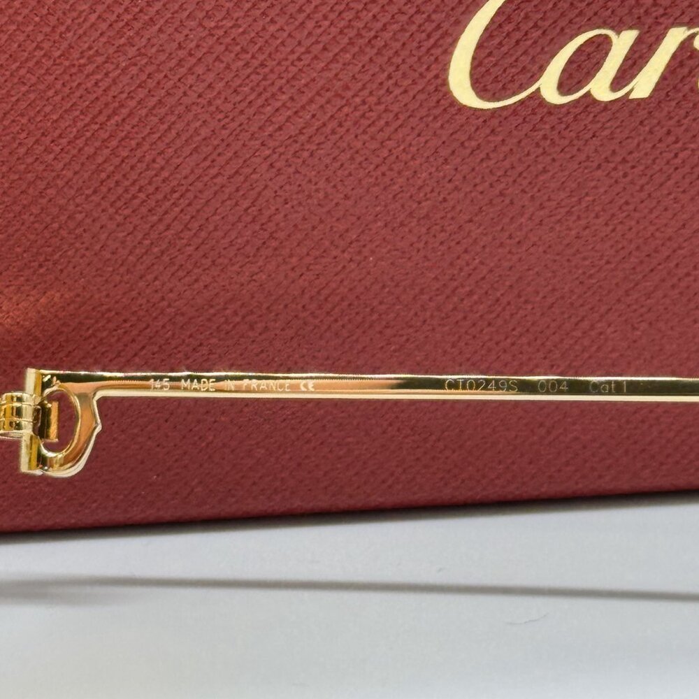 NEW CARTIER CT0249S 004 UNISEX GOLD ROUND SUNGLASSES CARTIER CT0249S - Picture 10 of 11